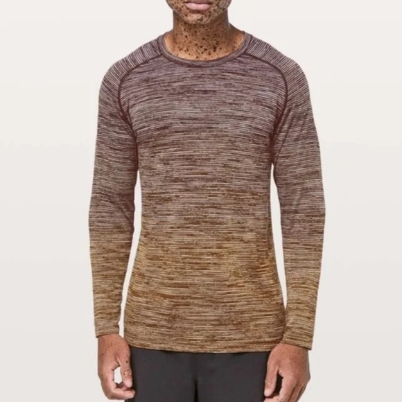 Lululemon Metal Vent Tech Long Sleeve Dark Adobe Fools Gold Black 27572 - Picture 1 of 9